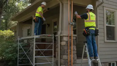 Portland, OR plumbing repair technician servicing a residential plumbing system