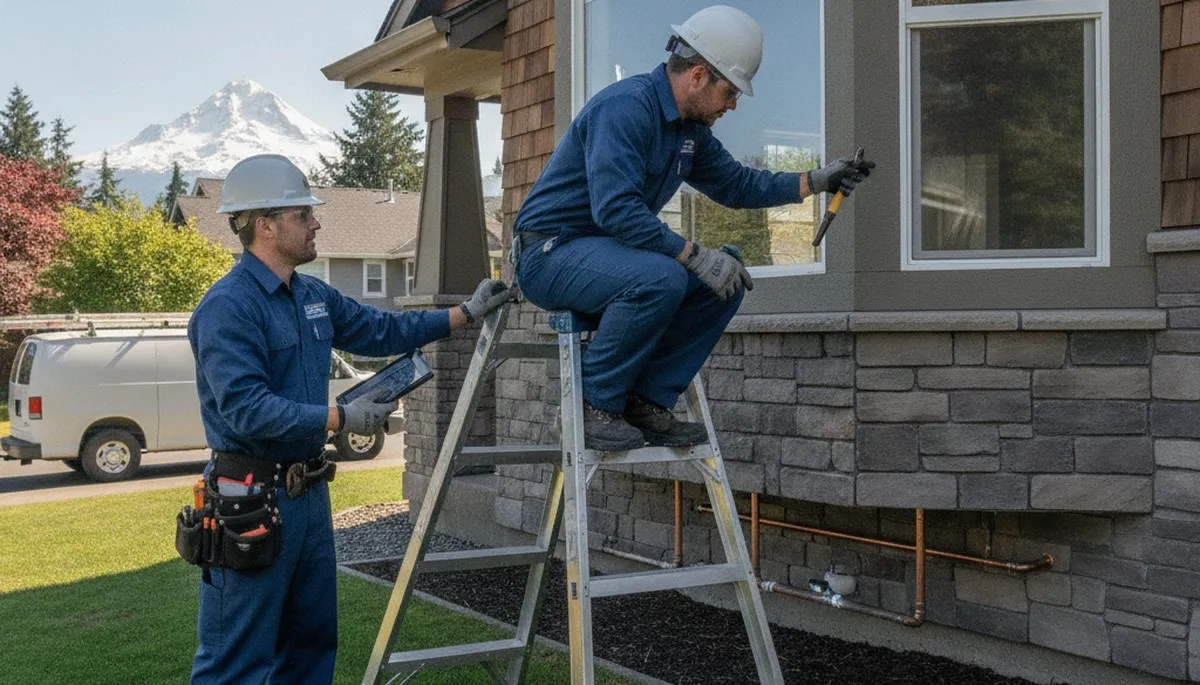 Plumber repairing a pipe in Portland, OR for residential plumbing service