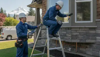Plumber repairing a pipe in Portland, OR for residential plumbing service