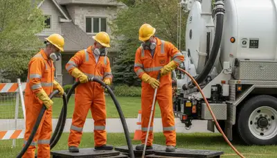 Portland, OR plumber cleaning a septic tank for residential plumbing service