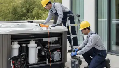 Portland, OR plumber repairing spa equipment for same-day home spa service