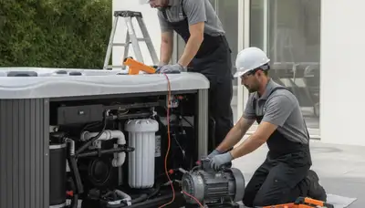 Portland, OR plumber repairing a spa for reliable home spa service on a same-day assessment