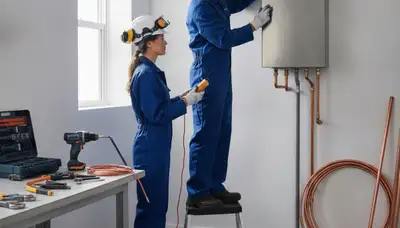 Portland, OR plumber installing a tankless water heater for a home service call