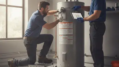 Portland, OR plumber repairing a water heater for a residential home